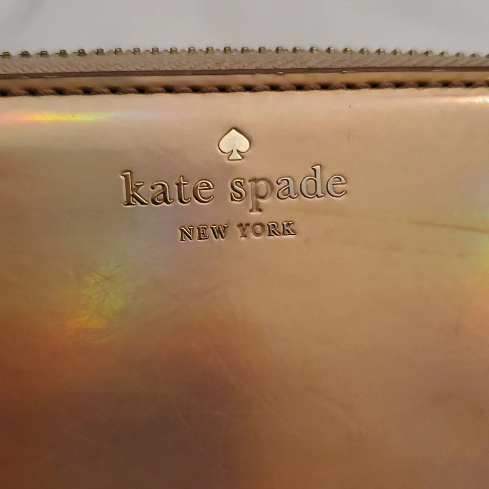 Kate Spade New York Iridescent Rose Gold Zip Wallet
